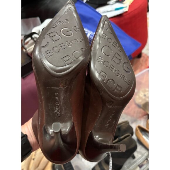 BCBGirls Brown Leather Pointed Toe Slouchy Ankle Boots Stiletto Heel Size 5.5 - Picture 5 of 8